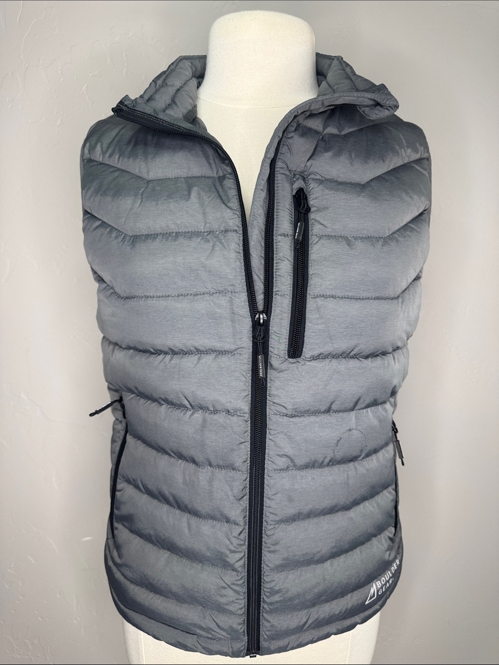 Boulder Gear Lightweight Grey Quilted Puffer Vest Unisex Men’s Small Women’s Med
